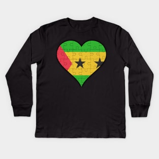Sao Tomean Jigsaw Puzzle Heart Design - Gift for Sao Tomean With Sao Tome And Principe Roots Kids Long Sleeve T-Shirt